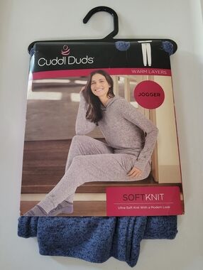 Cuddl Duds Heathered Blue SoftKnit Jogger Pants